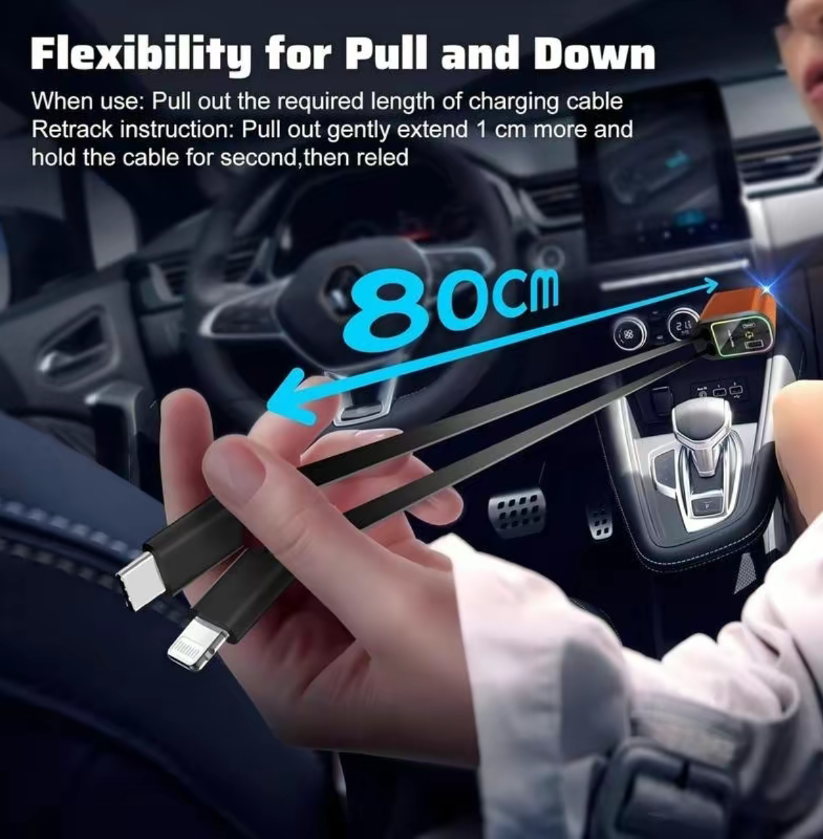 Retractable Charger For Automobiles