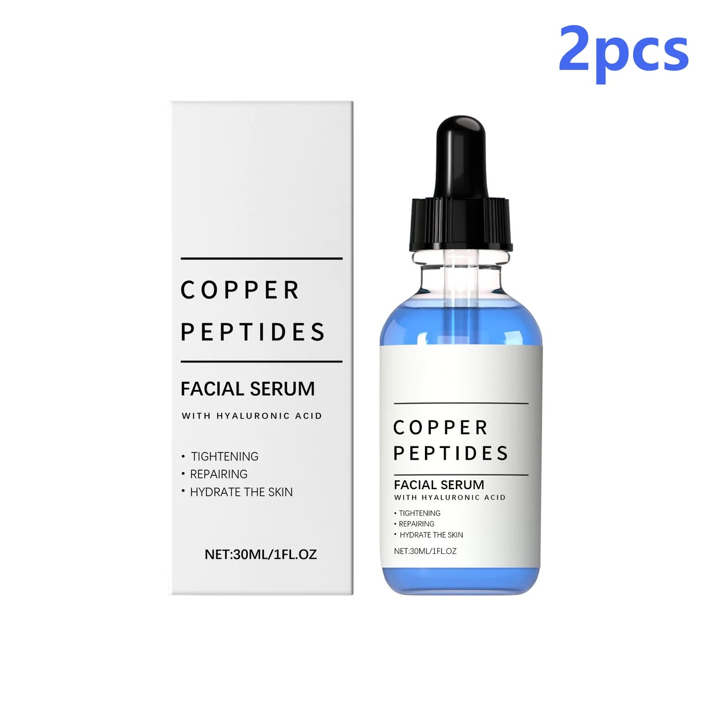 Copper Peptide Serum for Skin Firming and Deep Hydration with Hyaluronic Acid - Anti-Sagging and Texture Improvement Facial Care